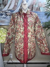 Coldwater Creek 100 Silk Quilted Reversible Button-Front Floral Jacket