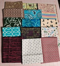 Lot of 15 Pre Cut Assorted Cotton Fat Quarters 18" X22" Each a7