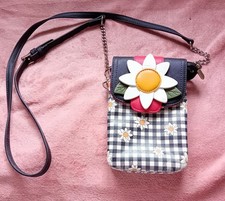 Vendula London Daisy Chain Handbag Over Sholder Ladies Phone Bag Checkered Black