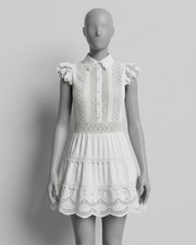 Alice and Olivia Women's White Meeko Embroidered Ruffle Sleeve Mini Dress Size 4