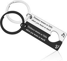 Couple Keychain Set for Long Distance Relationship - Anniversary Gift for Him