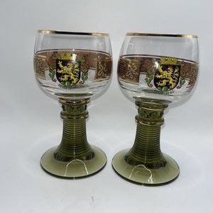 Roemer Vintage German Wine Glasses 6 Heidelberg Set of 2 Gold Rim