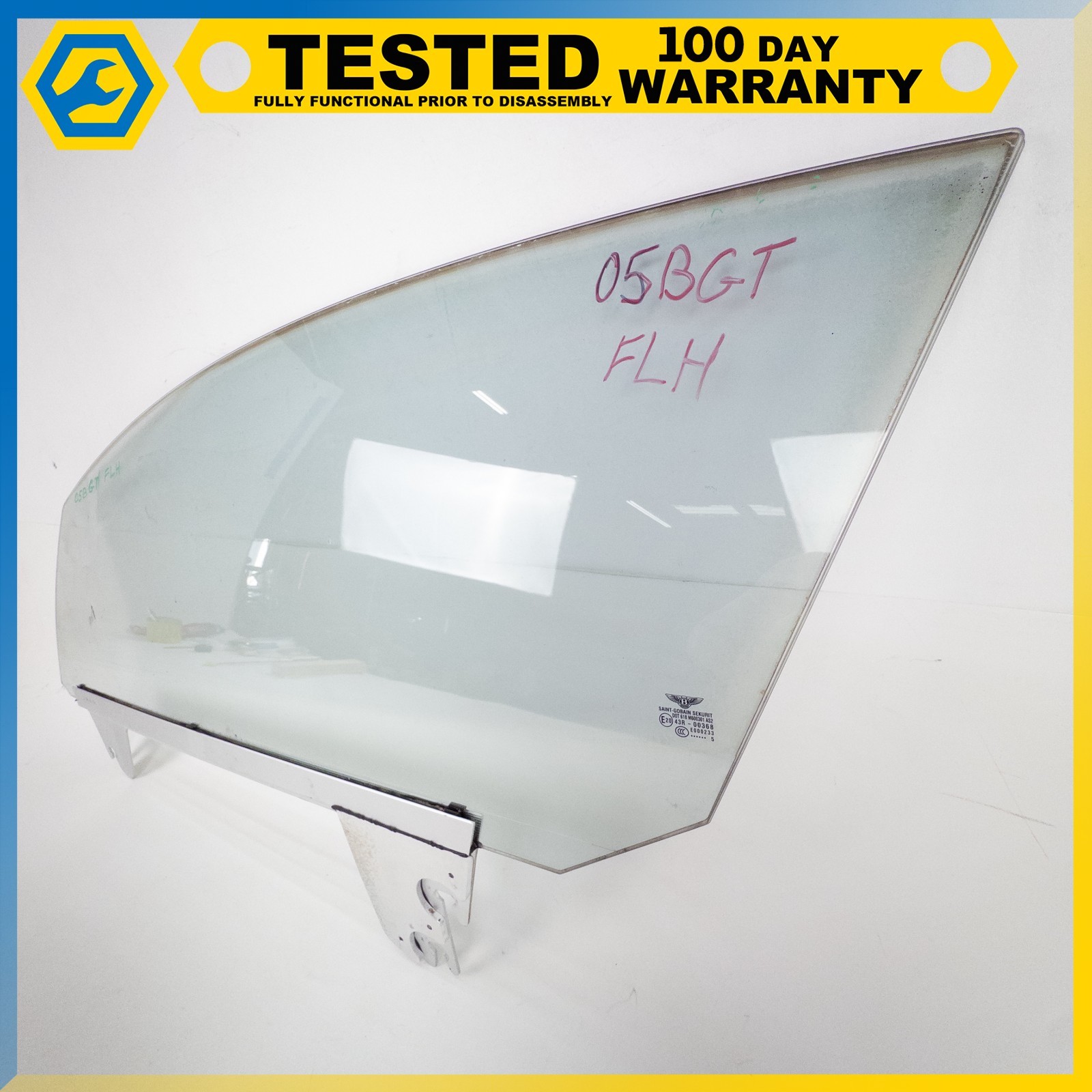03-10 BENTLEY CONTINENTAL GT COUPE FRONT LEFT DRIVER SIDE DOOR WINDOW GLASS OEM