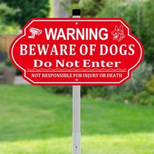 Beware of Dog Yard Sign with Stake for Home Yard Farm Garden Fence