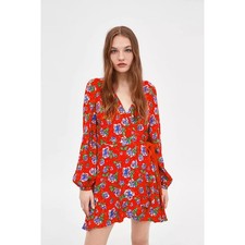 ZARA Floral Faux Wrap Crossover Romper Dress