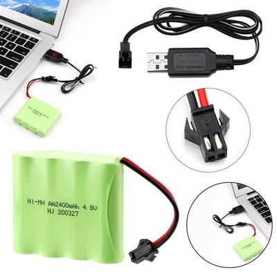 4,8V 2400mAh NI-MH AA Batterien Akkupack SM 2P Steckverbinder mit USB Ladekabel
