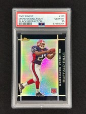 MARSHAWN LYNCH 2007 Topps Finest #113 Black Refractor /99 Rookie PSA 10 RC Bills