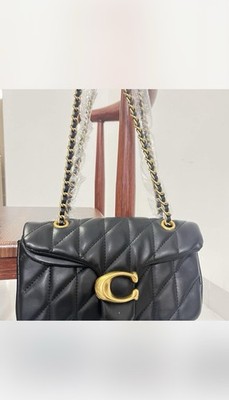 Coach Black Quilted Shoulder Bag Gold Chain Strap Logo Accent | eBay