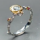 Jewelry gem Natural Blue Topaz Ring 925 Sterling Silver Size 8 /R473603