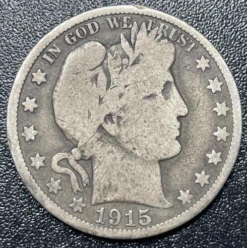 1915-P Barber Silver Half Dollar 50c VG Very Good Semi-Key Date