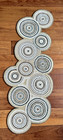Pier 1 One Beaded Table Runner round Medallion Boho Circles Tan Gray EUC