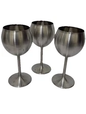 Endurance Stainless Steel 18/8 Wine Goblet Chalice Wine Cups Set of 3
