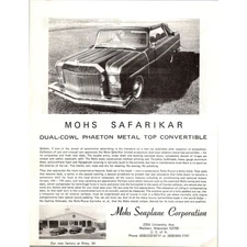 Mohs Safarikar Convertible Mohs Seaplane Corp Madison WI Vintage Leaflet J16