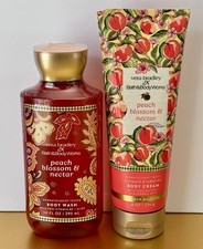Vera Bradley Bath Body Works Peach Blossom Body Wash and Cream Lotion Set