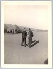 Vtg B W Snapshot WWII US Army Soldiers Uniforms Tents George After Parade 1940s