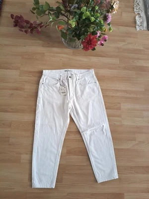 Hose weiß Jeans Zara 44 46 XL Ecologically cotton Risse designe Karotte 33/34 - Bild 1 von 4