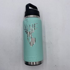 Yeti Rambler 36 OZ Bottle Seafoam Teal Chug Cap SEE PICS Dent Scratching Engrave