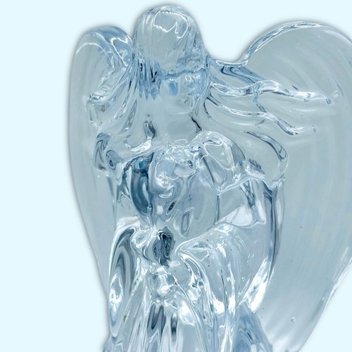Estatuilla de ángel de cristal de plomo 24 % vintage ¡HECHA EN EE. UU.! Candelabro de 7,5 pulgadas - Imagen 2 de 6