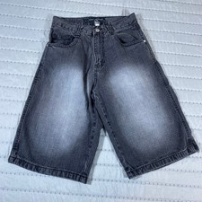 Southpole Baggy Jean Shorts 4180 Mens Black Gray Denim Y2K Skater Hip Hop 28x13