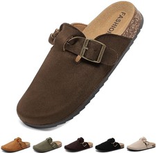Suede Clogs for Women Men Cork Footbed Mules with Arch Support Potato Shoes