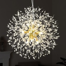Qamra Modern Gold Crystal Chandeliers, Firework Dandelion Sputnik Chandelier ...