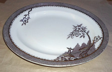 Burleigh Ware Hampton England Brown Gold Earthenware 12x9" Small Oval Platter