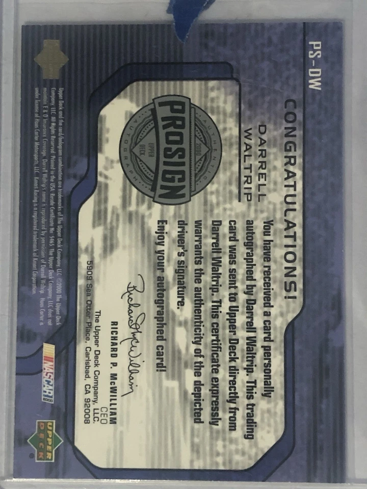 DARRELL WALTRIP 2000 Upper Deck MVP ProSign Blue Ink On Card Auto #PS-DW NASCAR - Image 2 of 2