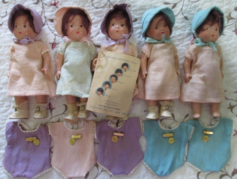 Muñecas de composición Madame Alexander Dionne Quintillizos 1936 - Juego completo las 5 Foto 2 de 4