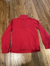 Polo Ralph Lauren Boys Cotton Quarter-Zip Pullover Classic Preppy Red S/P 8