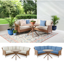 Mainstays Chelsea 4-Piece Outdoor Patio Sectional Dining Set Steel Frame Cushion