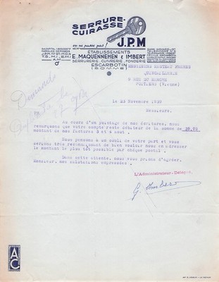 80 ESCARBOTIN Schlosserei MAQUENNEHEN IMBERT 1939 Ketten JPM