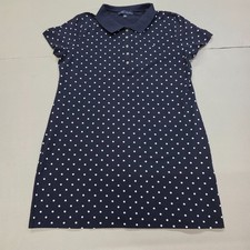 Tommy Hilfiger Polka Dot Polo Dress Womens XL Navy Blue White Short Sleeve