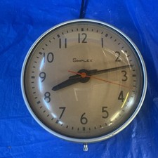 Simplex Industrial 10" WALL CLOCK Train Station Factory Gym 507-042 VTG 1970's