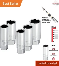 Spark Plug Socket Set 3/8 Inch Drive 6 Point Deep Thin Wall Metric SAE 5pcs