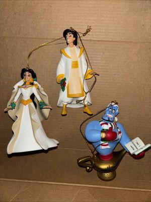 Lot 3 Grolier Christmas Ornaments From Aladdin - Genie, Aladdin & Jasmine In Box
