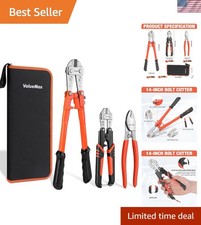 Bolt Cutter Set, 3-Piece Heavy Duty, 14" and Mini 8" Cutters, 8" Cable Cutter...