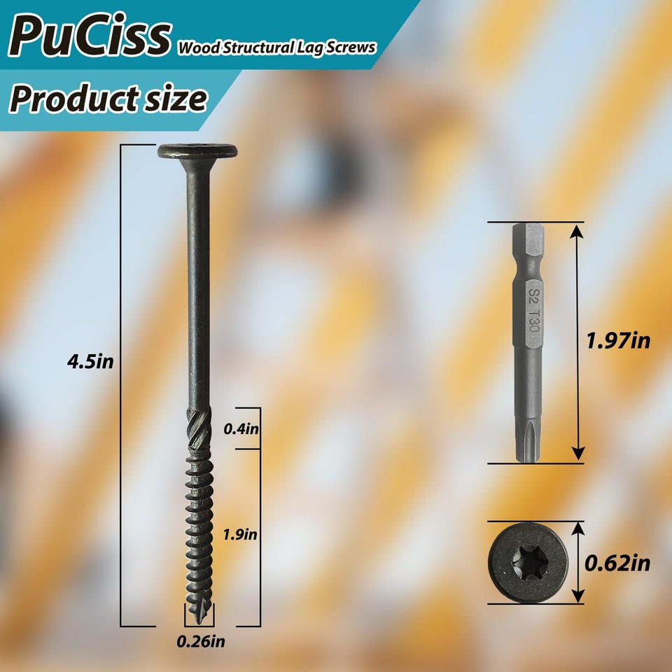 Inch Lag Screws,Structural Wood Screws,Heavy-Duty Outdoor Deck ...