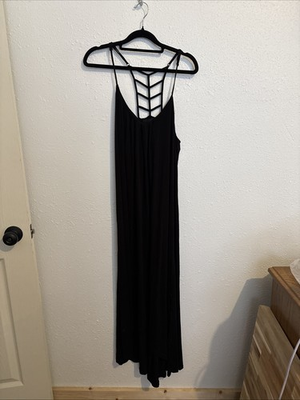 #ad Cynthia Rowley Black Strappy Back Maxi Dress Long Sexy Sleeveless Small #293 $15.00