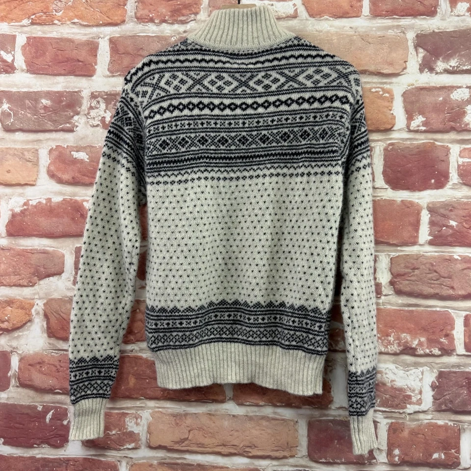 Vintage GAP Sweater Mens S Blue Gray Wool Shetland Nordic Fair Isle Knit 1/4 Zip - Image 4 of 4