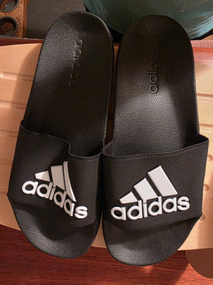 Adidas Black And White Slide Flip Flop Sandle Size 8
