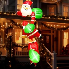 8 FT Hanging Christmas Inflatables Outdoor Decorations, 3 Inflatable Santa Claus