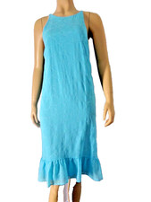 LAUREN Ralph Lauren Dress size 14 blue ruffles Hi-Low hem stitched design NWT