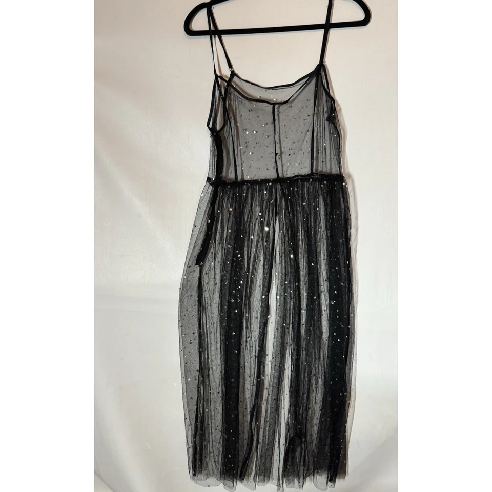Vestido Bruja Transparente Mujer S M Negro Estrella Luna Malla Hada Grunge Caprichoso Gótico Pinup Foto 4 de 4