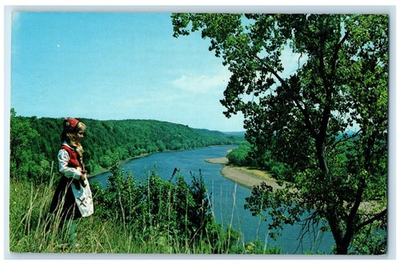 #ad #ad c1950 Chippewa River The Girl Wearing Norwegian Eau Claire Wisconsin WI Postcard $14.98