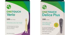 One Touch Verio Test Strips Box of 100 Box of 100 Delica Plus Lancets New 3