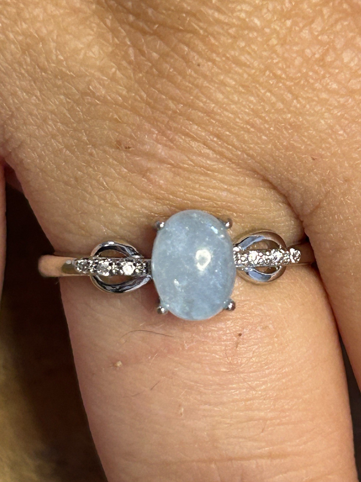 Bague réglable en aigue-marine idée cadeau d'anniversaire pour femme
