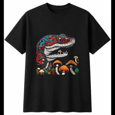 Adder mit Pilzen Tattoo Herren T-Shirt Reptil Schlange Exotisch Tier Herpetologie