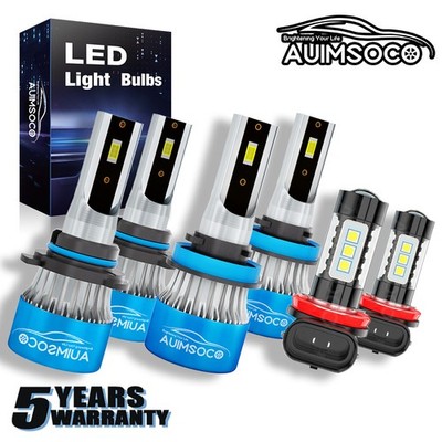6000K LED Headlight Fog Light Bulbs Kit For Jeep Grand Cherokee 2012 2013-2018