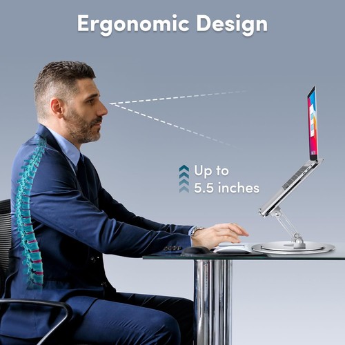 Lifelong Adjustable Laptop Stand with 360° Rotating Base, Ergonomic Compute - 第 6/8 張圖片