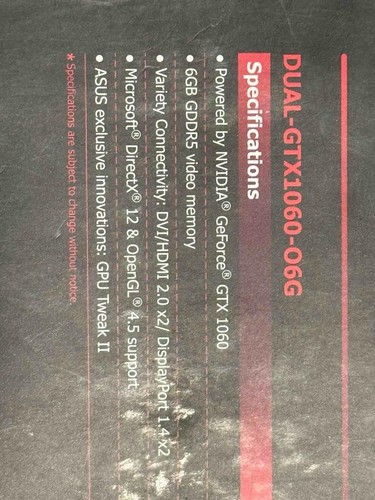 ASUS GeForce GTX 1060 6GB OC GDDR5 Graphics Card DUAL-GTX1060-O6G Tested w/ Box - Picture 14 of 16